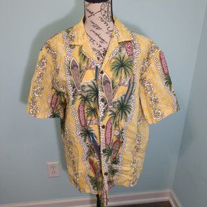 Hawaiian Aloha Shirt by Kys Surfboards Longboards Leis Vintage men's medium